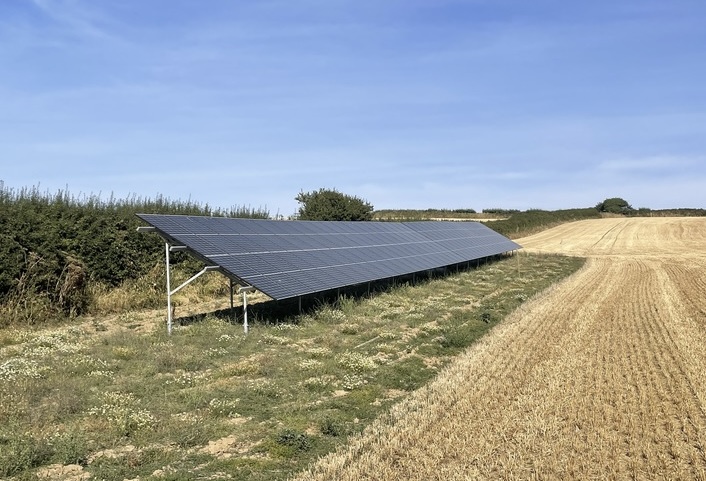 Ground mounted solar array on a farm